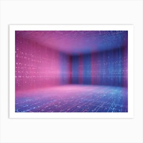 A Futuristic, Abstract Room With Glowing, Vertical Lines Of Pink And Blue Light Art Print