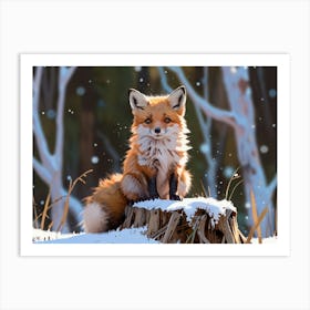 Fox In The Snow 3 Art Print