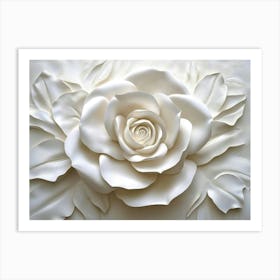 3d Picture Art Background Of A Rose From Plaster 1 Art Print