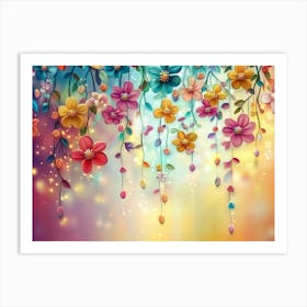 Colorful Flowers Wallpaper 5 Art Print