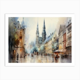 Watercolor Of A City 1 Art Print