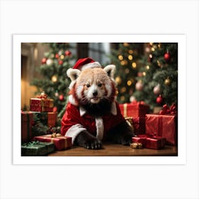 Red Panda Christmas Art Print