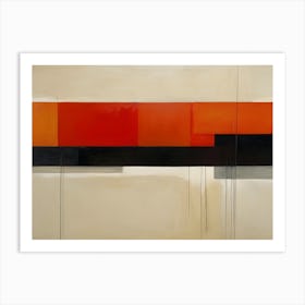 Minimalistic Abstract Painting 'Orange And Black' Art Print