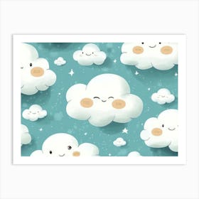 Kawaii Clouds Art Print