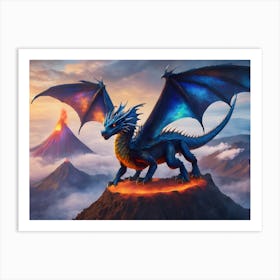 Lava Blue Dragon Art Print