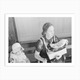 Mother And Daughter Waiting For Streetcar, Terminal, Oklahoma City, Oklahoma By Russell Lee Art Print