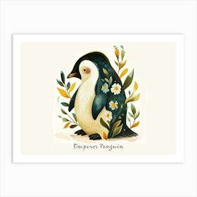 Little Floral Emperor Penguin 1 Poster Art Print