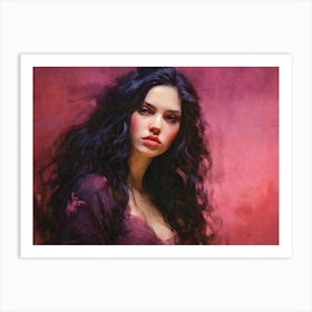 Woman With Long Black Hair 1 Art Print