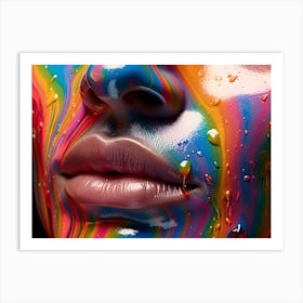Face In Colorful Paint Art Print