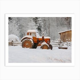 Snow Covered Tractor Art Print