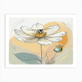 Bee On A Flower 2 Art Print