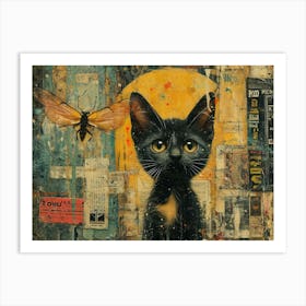 The Rebuff: Ornate Illusion in Contemporary Collage. Cat And Moth Art Print