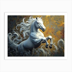 Fantasy Illustration Of A Wild Unicorn Horse 9 Art Print