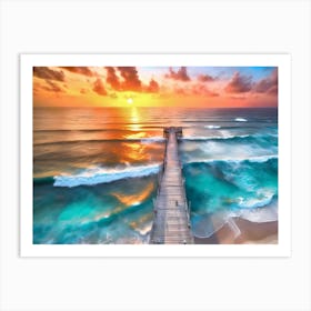 Aerial Pier Sunset1 Art Print