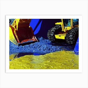 Blue And Yellow Excavator Art Print