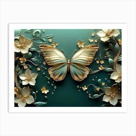 Butterfly And Flowers 4 Art Print