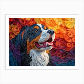 Bernese Mountain Dog Paper Quilling Portrait II Art Print