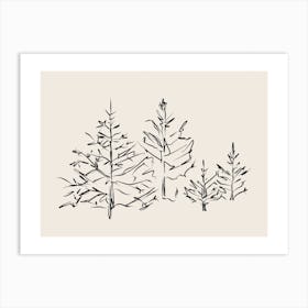 Neutral Winter Trees Landscape Art Print