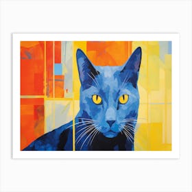 Diktorrr A Blue And Yellow Cat In A Orange Background In The St 0fa88d33 Fd1a 4965 9129 5ab3030e7d82 Topaz Enhance Art Print