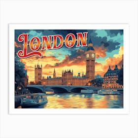 London Vintage Travel Poster Art Print