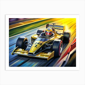 Yellow And Black Formula One Racing Car Art Print