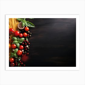 Italian Food On Black Background Art Print