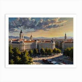 Budapest At Sunset Art Print