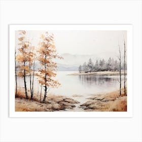 A Painting Of A Lake In Autumn 11 Art Print