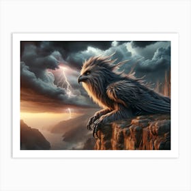 Lion-Bird Oversight Fantasy Art Print