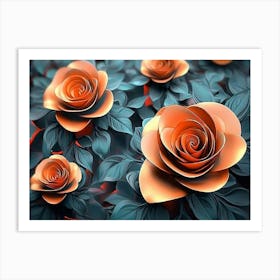 3d Roses Abstraction Painting Art Print