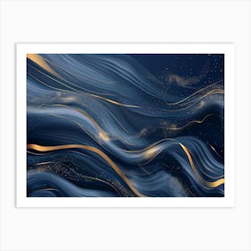 Gold And Blue Abstract Painting 10 Art Print