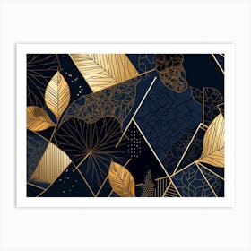 Gold And Black Geometric Pattern Art Print