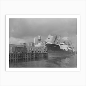 Freighter Docked At Port Of Houston, Texas By Russell Lee Art Print