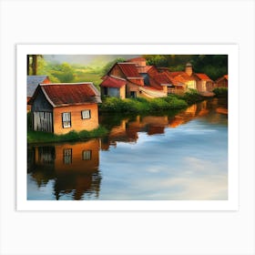 Village By The River Art Print