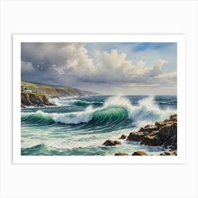 Where Land Meets the Roaring Sea" Cliffs And Waves Art Print