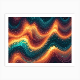 Abstract Background Of Swirling, Colorful Waves In Orange, Brown, And Blue, Resembling A Psychedelic Painting Art Print