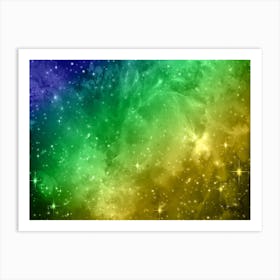 Green Yellow Galaxy Space Background Art Print