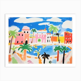 Palermo Italy Cute Watercolour Illustration 3 Art Print