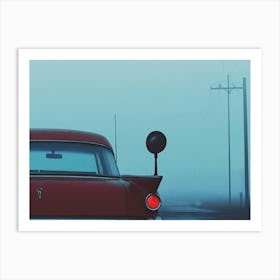 Old Car In The Fog Art Print