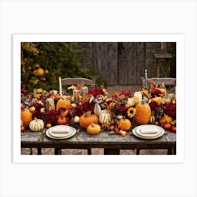 An Autumn Harvest Table Spanning Old Rustic Wooden Planks Teeming Under The Weight Of Vibrant Fre (1) 2 1 Art Print