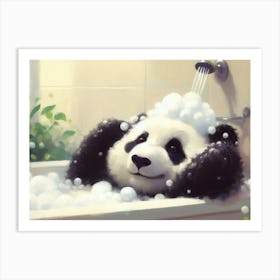 Panda Bear In The Bath Art Print