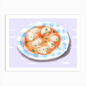 A Plate Of Ravioli, Top View Food Illustration, Landscape 1 Art Print