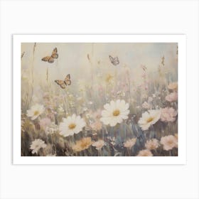 Daisies And Butterflies Art Print