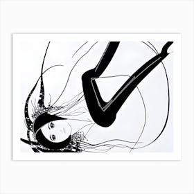 Black And White Drawing Of A Woman Art Print