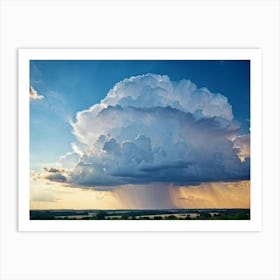 Cumulus Clouds Looming High Over A Serene Landscape Bathed In Sunset Light A Cluster Of White Clou (2) Art Print