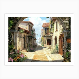 3d old Street Alleyway Painting Art Print