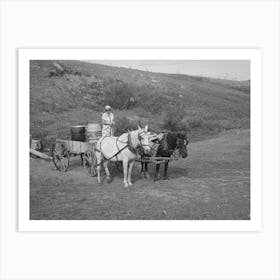 Mrs Olie Thompson Ready To Drive Home From The Spring With Barrels Full Of Water, Williams County, North Dakota Art Print