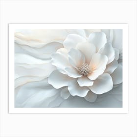 3d Art With Beautiful White Marble Flower Beautiful Abstract Art Print