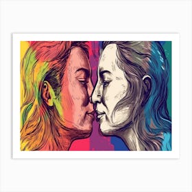 Two Women Kissing 1 Art Print