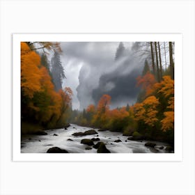 Fall Time Along The Estacada River-2 Art Print